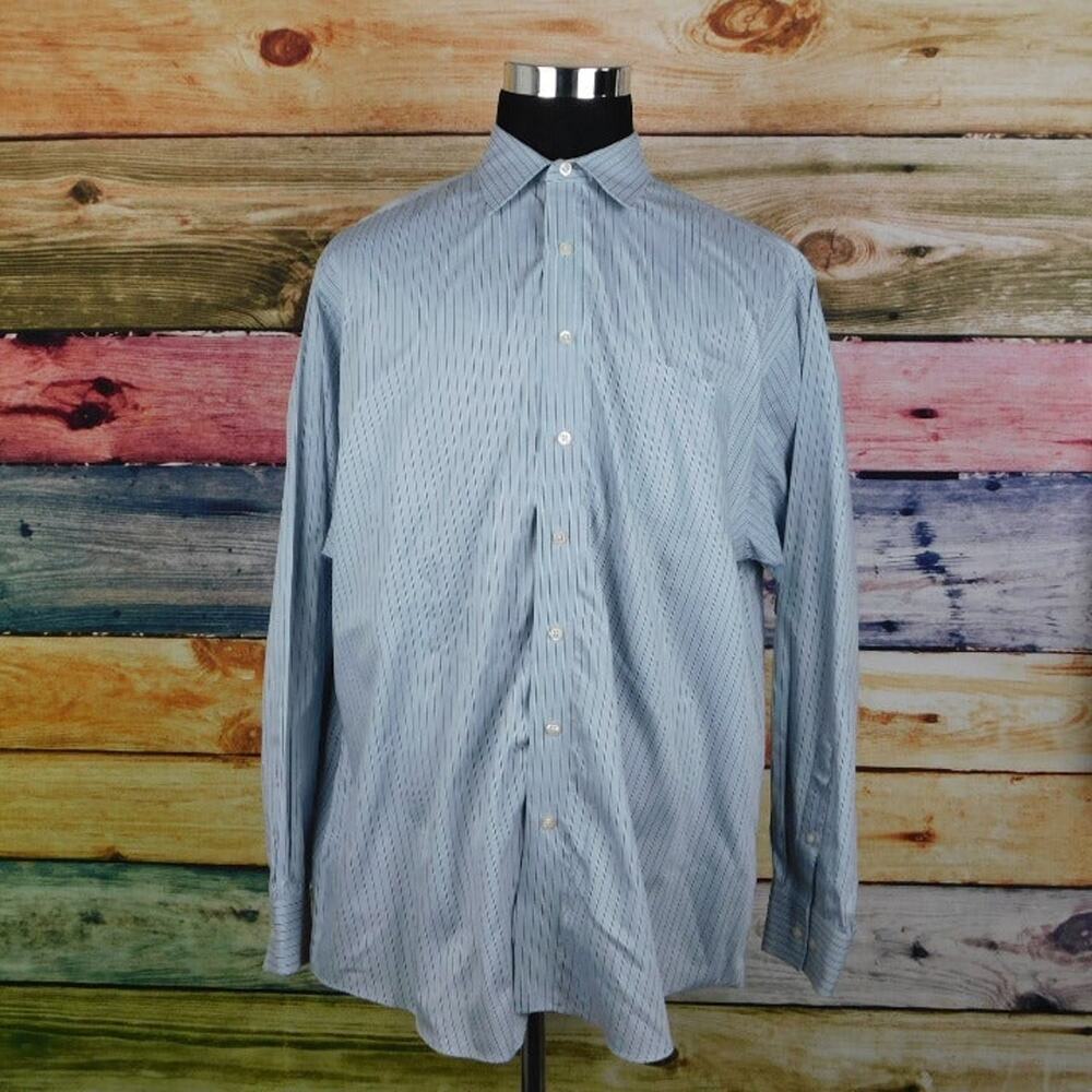 Kenneth Cole Cotton Long Sleeve Button Mens 18-18.5 36/37 XXL Shirt